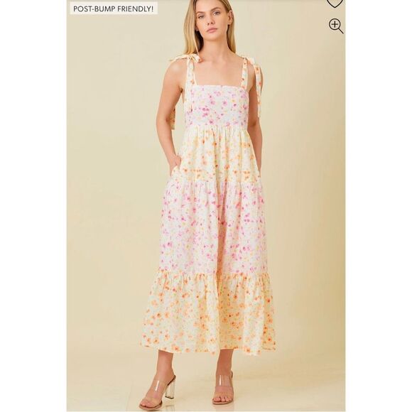 ARULA Floral Midi Dress - Pink and Orange - Picture 2 of 14